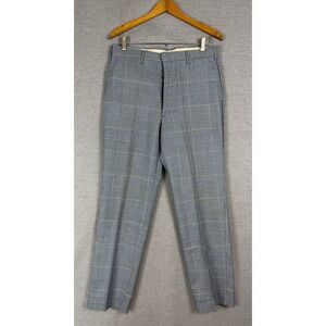 Vintage Farah Mens Blue Glen Plaid Trousers Made in USA Talon Zip 32x29